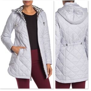 $220 NWT Laundry by Shelli Segal Ice Blue Quilted Zip Parka